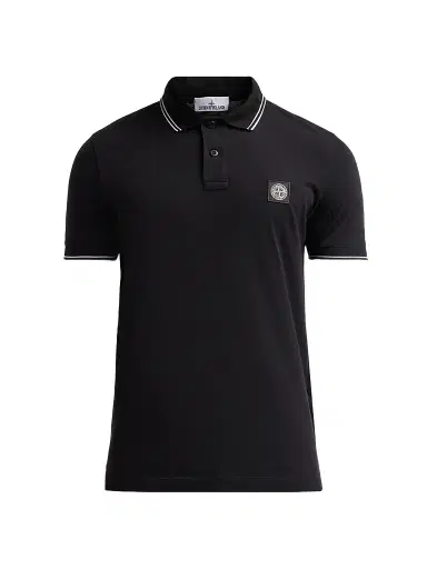 Stone Island Men's Stretch Cotton Pique Polo Shirt - Black | Thumbnail 1 Stone Island Men's Stretch Cotton Pique Polo Shirt - Black | Thumbnail 1