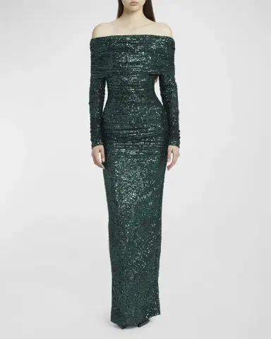 Dolce & Gabbana Sequin Off-Shoulder Column Gown | Thumbnail 2 Dolce & Gabbana Sequin Off-Shoulder Column Gown | Thumbnail 2