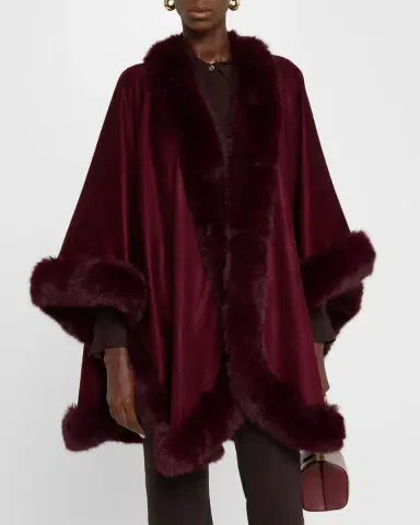 Sofia Cashmere Cashmere Cape With Faux Fur Trim | Thumbnail 4 Sofia Cashmere Cashmere Cape With Faux Fur Trim | Thumbnail 4
