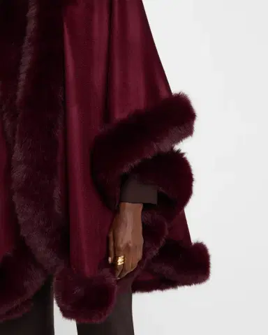 Sofia Cashmere Cashmere Cape With Faux Fur Trim | Thumbnail 5 Sofia Cashmere Cashmere Cape With Faux Fur Trim | Thumbnail 5