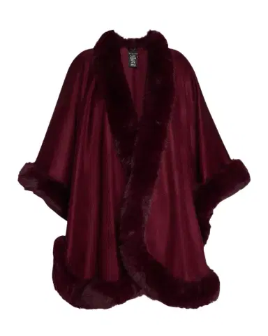 Sofia Cashmere Cashmere Cape With Faux Fur Trim | Thumbnail 1 Sofia Cashmere Cashmere Cape With Faux Fur Trim | Thumbnail 1