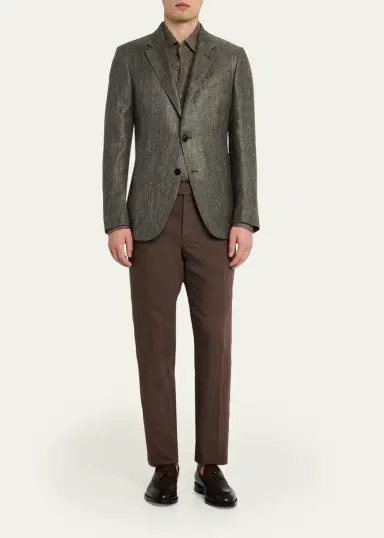 Zegna Men's Silk-Cotton Twill Single-Breasted Sport Coat | Thumbnail 2 Zegna Men's Silk-Cotton Twill Single-Breasted Sport Coat | Thumbnail 2