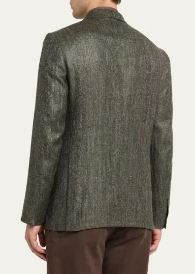 Zegna Men's Silk-Cotton Twill Single-Breasted Sport Coat | Thumbnail 3 Zegna Men's Silk-Cotton Twill Single-Breasted Sport Coat | Thumbnail 3