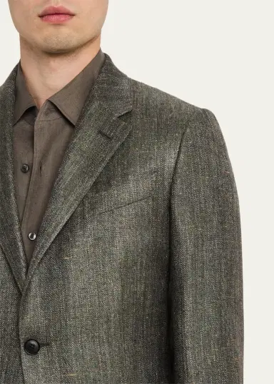 Zegna Men's Silk-Cotton Twill Single-Breasted Sport Coat | Thumbnail 5 Zegna Men's Silk-Cotton Twill Single-Breasted Sport Coat | Thumbnail 5