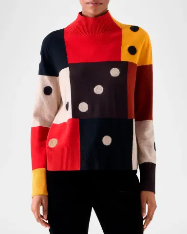Akris punto Dice Intarsia Colorblock Wool-Cashmere Sweater | Thumbnail 4 Akris punto Dice Intarsia Colorblock Wool-Cashmere Sweater | Thumbnail 4