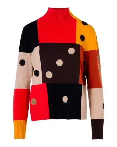Akris punto Dice Intarsia Colorblock Wool-Cashmere Sweater | Thumbnail 1 Akris punto Dice Intarsia Colorblock Wool-Cashmere Sweater | Thumbnail 1