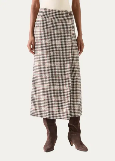 Akris punto Houndstooth Check Midi Wrap Skirt | Thumbnail 2 Akris punto Houndstooth Check Midi Wrap Skirt | Thumbnail 2