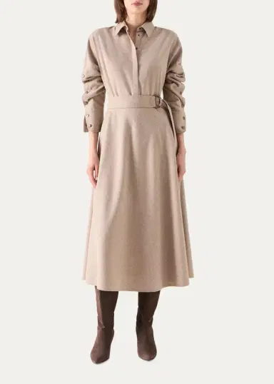 Akris punto Flannel Wool Trench Midi Dress | Thumbnail 2 Akris punto Flannel Wool Trench Midi Dress | Thumbnail 2