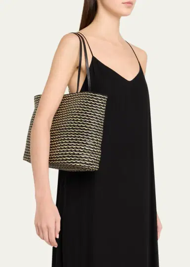 The Row Beau Striped Raffia & Leather Tote Bag | Thumbnail 2 The Row Beau Striped Raffia & Leather Tote Bag | Thumbnail 2