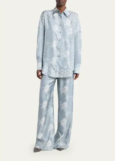 Stella McCartney Horse-Print Paneled Silk Button-Down Shirt | Thumbnail 2 Stella McCartney Horse-Print Paneled Silk Button-Down Shirt | Thumbnail 2