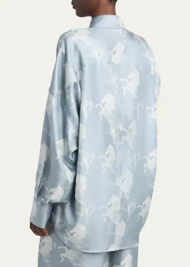 Stella McCartney Horse-Print Paneled Silk Button-Down Shirt | Thumbnail 3 Stella McCartney Horse-Print Paneled Silk Button-Down Shirt | Thumbnail 3