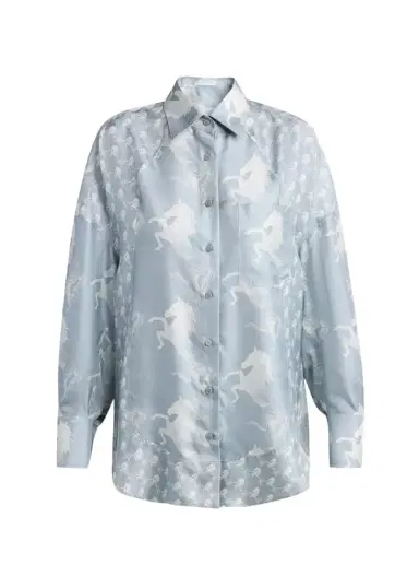 Stella McCartney Horse-Print Paneled Silk Button-Down Shirt | Thumbnail 1 Stella McCartney Horse-Print Paneled Silk Button-Down Shirt | Thumbnail 1