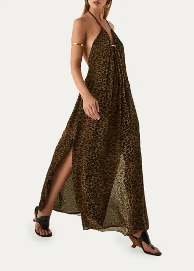 ViX Tammy Leopard-Print Halter Maxi Dress | Thumbnail 2 ViX Tammy Leopard-Print Halter Maxi Dress | Thumbnail 2