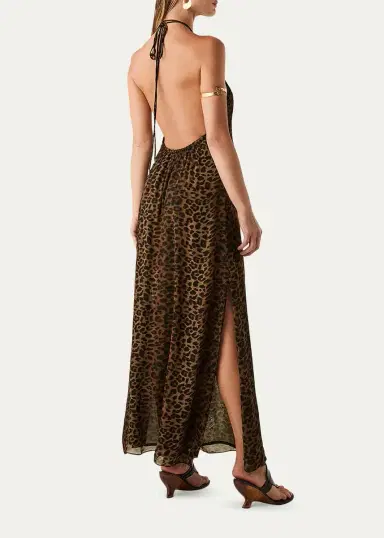 ViX Tammy Leopard-Print Halter Maxi Dress | Thumbnail 3 ViX Tammy Leopard-Print Halter Maxi Dress | Thumbnail 3
