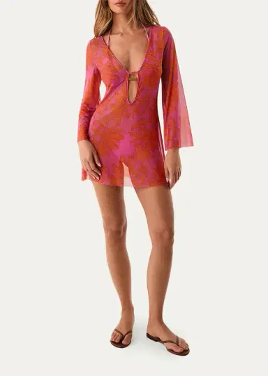 ViX Lidi Sheer Floral Cover-Up Mini Dress | Thumbnail 2 ViX Lidi Sheer Floral Cover-Up Mini Dress | Thumbnail 2