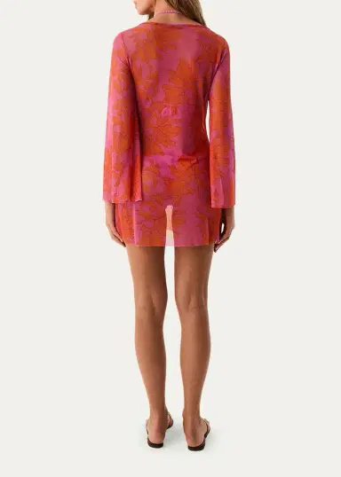 ViX Lidi Sheer Floral Cover-Up Mini Dress | Thumbnail 3 ViX Lidi Sheer Floral Cover-Up Mini Dress | Thumbnail 3