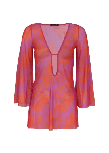ViX Lidi Sheer Floral Cover-Up Mini Dress | Thumbnail 1 ViX Lidi Sheer Floral Cover-Up Mini Dress | Thumbnail 1