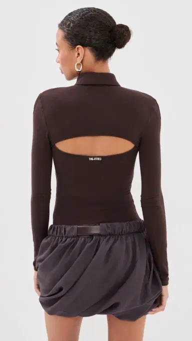The Attico Collared Combo Mini Dress Dark Brown | Thumbnail 3 The Attico Collared Combo Mini Dress Dark Brown | Thumbnail 3