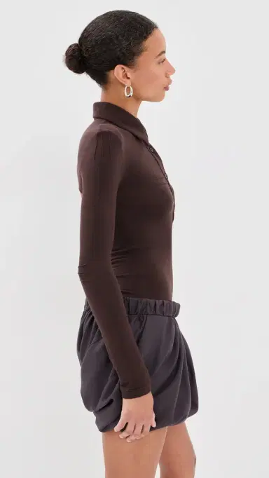The Attico Collared Combo Mini Dress Dark Brown | Thumbnail 4 The Attico Collared Combo Mini Dress Dark Brown | Thumbnail 4