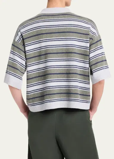 TWP Striped Short-Sleeve Polo Sweater | Thumbnail 3 TWP Striped Short-Sleeve Polo Sweater | Thumbnail 3