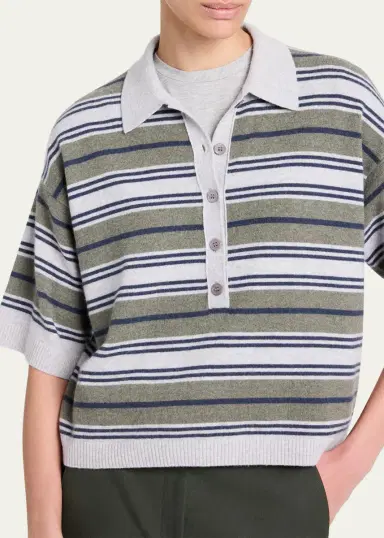 TWP Striped Short-Sleeve Polo Sweater | Thumbnail 5 TWP Striped Short-Sleeve Polo Sweater | Thumbnail 5