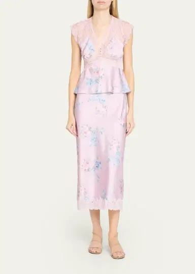 LoveShackFancy Verelle Floral Satin Top | Thumbnail 2 LoveShackFancy Verelle Floral Satin Top | Thumbnail 2