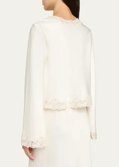 LoveShackFancy Fioretta Lace-Trim Satin Top | Thumbnail 3 LoveShackFancy Fioretta Lace-Trim Satin Top | Thumbnail 3