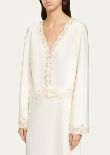 LoveShackFancy Fioretta Lace-Trim Satin Top | Thumbnail 4 LoveShackFancy Fioretta Lace-Trim Satin Top | Thumbnail 4