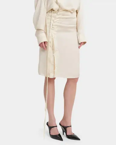 FERRAGAMO Lace-Up Satin Knee-Length Skirt | Thumbnail 4 FERRAGAMO Lace-Up Satin Knee-Length Skirt | Thumbnail 4
