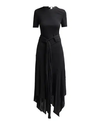 Alaïa Asymmetric Fluid Jersey Belted Midi Dress | Thumbnail 1 Alaïa Asymmetric Fluid Jersey Belted Midi Dress | Thumbnail 1