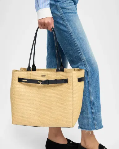 Tom Ford Audrey Large Raffia Tote Bag | Thumbnail 2 Tom Ford Audrey Large Raffia Tote Bag | Thumbnail 2