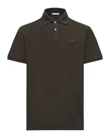 Moncler Men's Leather Logo Patch Cotton Pique Polo Shirt | Thumbnail 1 Moncler Men's Leather Logo Patch Cotton Pique Polo Shirt | Thumbnail 1