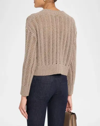 Max Mara Cashmere Open-Knit V-Neck Crop Cardigan | Thumbnail 3 Max Mara Cashmere Open-Knit V-Neck Crop Cardigan | Thumbnail 3