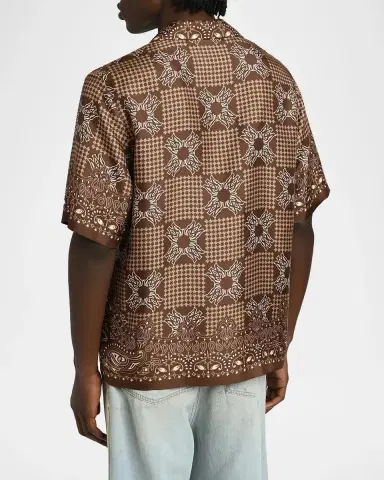 AMIRI Men's Silk MA Quad Paisley Short-Sleeve Shirt | Thumbnail 3 AMIRI Men's Silk MA Quad Paisley Short-Sleeve Shirt | Thumbnail 3