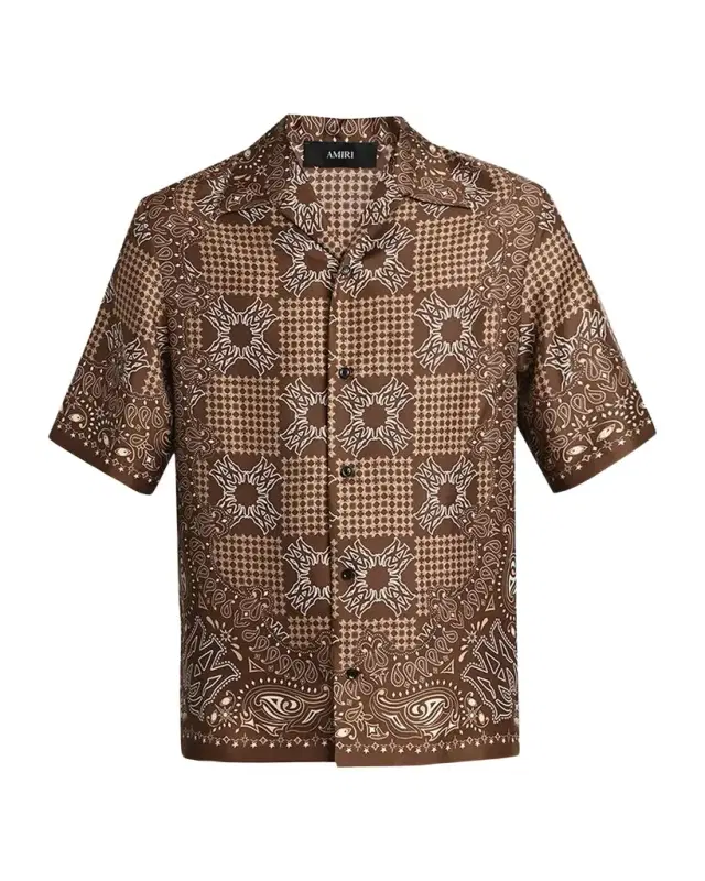 Men's Silk MA Quad Paisley Short-Sleeve Shirt Men's Silk MA Quad Paisley Short-Sleeve Shirt