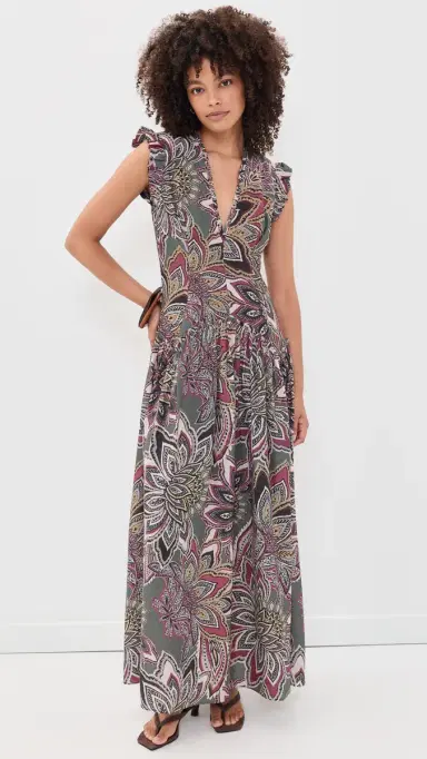 Farm Rio Tapestry Flowers Maxi Dress Tapestry Flower Dark Green | Thumbnail 2 Farm Rio Tapestry Flowers Maxi Dress Tapestry Flower Dark Green | Thumbnail 2