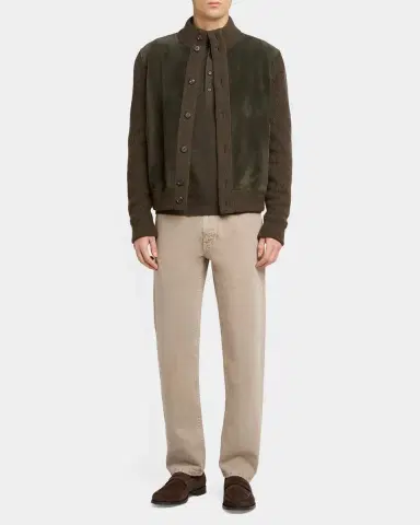 Zegna Men's Cashmere and Suede Bomber-Style Sweater | Thumbnail 2 Zegna Men's Cashmere and Suede Bomber-Style Sweater | Thumbnail 2