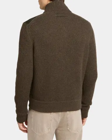 Zegna Men's Cashmere and Suede Bomber-Style Sweater | Thumbnail 3 Zegna Men's Cashmere and Suede Bomber-Style Sweater | Thumbnail 3
