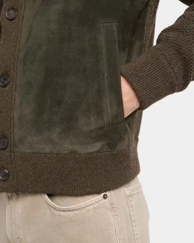 Zegna Men's Cashmere and Suede Bomber-Style Sweater | Thumbnail 5 Zegna Men's Cashmere and Suede Bomber-Style Sweater | Thumbnail 5