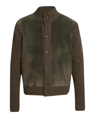 Zegna Men's Cashmere and Suede Bomber-Style Sweater | Thumbnail 1 Zegna Men's Cashmere and Suede Bomber-Style Sweater | Thumbnail 1