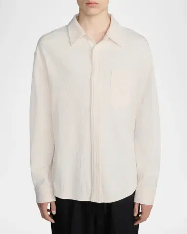 Frame Men's Cotton Waffle Texture Button-Down Shirt | Thumbnail 4 Frame Men's Cotton Waffle Texture Button-Down Shirt | Thumbnail 4