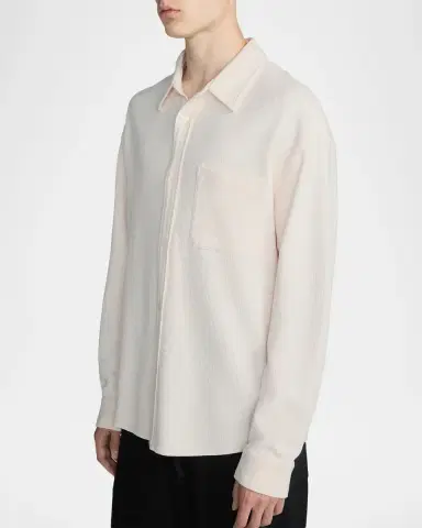 Frame Men's Cotton Waffle Texture Button-Down Shirt | Thumbnail 7 Frame Men's Cotton Waffle Texture Button-Down Shirt | Thumbnail 7