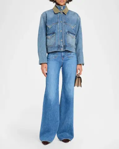 Veronica Beard Wegner Layered Corduroy-Collar Denim Jacket | Thumbnail 2 Veronica Beard Wegner Layered Corduroy-Collar Denim Jacket | Thumbnail 2