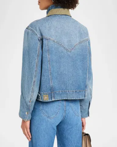Veronica Beard Wegner Layered Corduroy-Collar Denim Jacket | Thumbnail 3 Veronica Beard Wegner Layered Corduroy-Collar Denim Jacket | Thumbnail 3