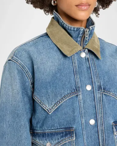 Veronica Beard Wegner Layered Corduroy-Collar Denim Jacket | Thumbnail 5 Veronica Beard Wegner Layered Corduroy-Collar Denim Jacket | Thumbnail 5