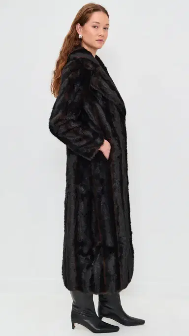 Apparis Gabrielle Shaved Mink Maxi Coat Noir Multi | Thumbnail 4 Apparis Gabrielle Shaved Mink Maxi Coat Noir Multi | Thumbnail 4