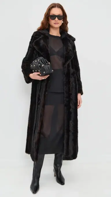 Apparis Gabrielle Shaved Mink Maxi Coat Noir Multi | Thumbnail 5 Apparis Gabrielle Shaved Mink Maxi Coat Noir Multi | Thumbnail 5
