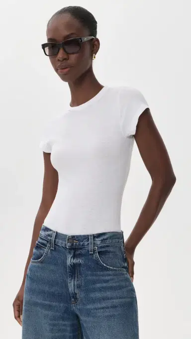 RE/DONE 60s Slim Tee Thong Bodysuit Optic White | Thumbnail 2 RE/DONE 60s Slim Tee Thong Bodysuit Optic White | Thumbnail 2