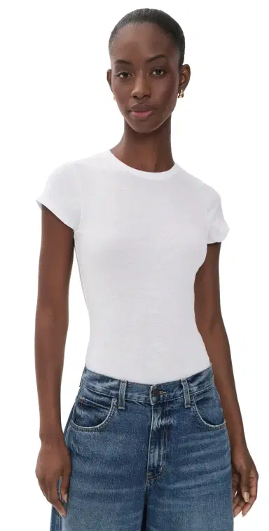 RE/DONE 60s Slim Tee Thong Bodysuit Optic White | Thumbnail 1 RE/DONE 60s Slim Tee Thong Bodysuit Optic White | Thumbnail 1