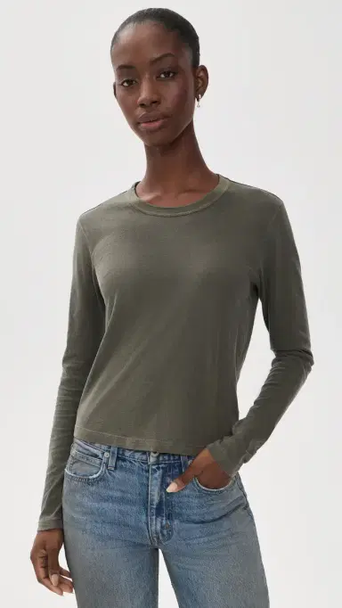 James Perse Shrunken Crew Neck Tee Army Green | Thumbnail 2 James Perse Shrunken Crew Neck Tee Army Green | Thumbnail 2